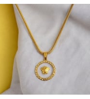 Unisex Zirkon Taşlı Çelik Kolye (Altın)