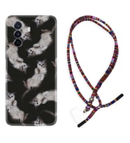 Huawei Nova Y70 Y90 Nova 9 SE  Kılıf Boyun Asklı Rasta Silikon Sevimli Kedicikler 1785