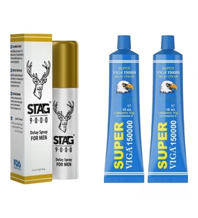 1 KUTU STAG 9000 DELAY GECİKTİRİCİ SPREY + 2 KUTU VİGA 150000 GECİKTİRİCİ KREM SETİ