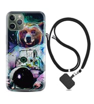 Apple iPhone 11 12 13 14 Pro Max Kılıf Boyun Askılı Silikon Astronot Panda 1755
