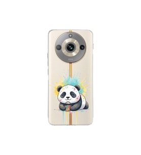 Realme 11 Pro ile Uyumlu Splash Panda Tasarımlı Şeffaf Silikon Kılıf