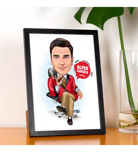 Kişiye Özel Patron Adam Karikatürlü Resim Çerçevesi