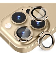 ALLY iPhone 14 Pro-14 Pro Max 3D Metal Çerçeveli Kamera Lens Koruyucu (Gold)