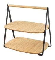 Bambu Servis-Sunum Standı 28x20 Cm Meridyen Dukkan Siyah Renk Stand İkramlık Tabla Bambu (Bej)