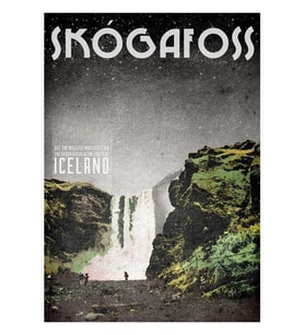 Izlanda'nın Skogafoss Şelalesi Tablo Ahşap Poster Dekoratif