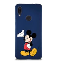 Xiaomi Redmi Note 7 Soft Premier Kapak Mickey Mouse-C Tasarımlı Silikon Kılıf - Lacivert (Şeffaf)