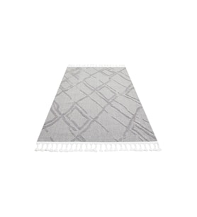 Makine Kaymaz Yıkanabilir Beyaz Geometrik Triko Salon Halısı Mutfak Halısı Koridor Halısı Yolluk 80