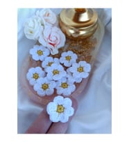Amigurumi Örgü Toka Papatya Objesi Kıyafete Tokaya  Kombin Beyaz 100 adet Tek Ebat (Çok Renkli)