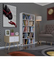 Kenzlife kitaplık süper ga 150*80*19 byz 5 katlı tek bölme çift bölme opsiyonlu ofis mutfak banyo dolabı arkalıksız (Karışık)