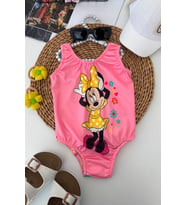 Mnn Mini Çiçek Baskılı Kız Çocuk Mayo - Pembe