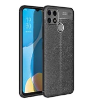 Oppo A15S Kılıf Zore Niss Deri Desenli Silikon Kılıf (Siyah)