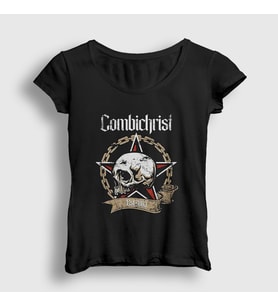 Presmono Kadın Siyah Skull Combichrist T-Shirt 440181tt