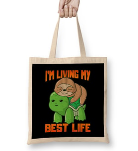 Sloth & Turtle I'm Living My Best Life Adorable Bez Çanta Uzun Saplı