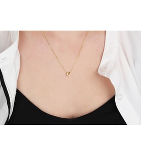 Glorria Gümüş 3 Boyutlu Minimalist U Harfi Kolye (Çok Renkli)