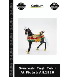 Özel Üretim Dekoratif Hediyelik Salon Figür Swaroski Taşlı Tekli At Figürü Alk1926