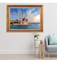 Altın Varaklı  Çerçeveli Paspartulu Tablo ndd1625 (Gold)