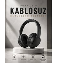 Kulak Üstü Kablosuz Bluetooth Kulaklık Yüksek Ses Kaliteli Anc Özelliği