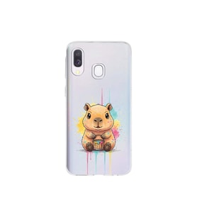 Samsung Galaxy A40 ile Uyumlu Splash Kapibara Tasarımlı Şeffaf Silikon Kılıf