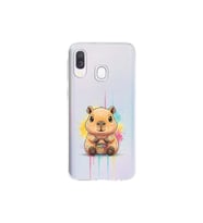 Samsung Galaxy A40 ile Uyumlu Splash Kapibara Tasarımlı Şeffaf Silikon Kılıf