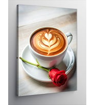 Kanvas Tablo Kahve Fincanı Ve Gül