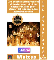 #Led Dekoratif Işık Şeffaf Kablo Fişli Eklemeli 5 Metre 28 Led Şık Kristal Top Gün Işığı Aydınlatma