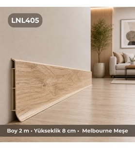 Linela Suya Dayanıklı Pvc Süpürgelik 8 cm - Melbourne Meşe - LNL405