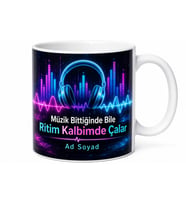 Elektronik Müzik Temalı Özel Tasarım Baskılı Kupa Bardak DJ Hediye