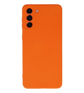 Samsung Galaxy S21 Plus Kılıf Nano içi Kadife Silikon - Turuncu