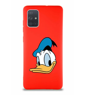 Samsung Galaxy A71 Soft Premier Kapak Donald Duck-B Tasarımlı Silikon Kılıf - Kırmızı (Şeffaf)