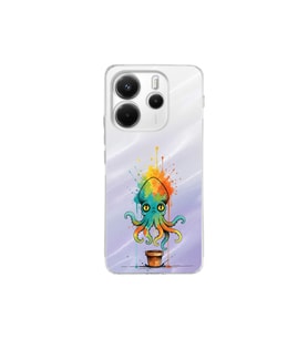 Redmi Note 14 4G ile uyumlu Splash ahtapot tasarımlı şeffaf silikon kılıf