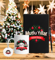 Yılbaşı İçin Kişiye Özel Defter Kalem Kupa & Süblimasyon Anahtarlık Hediye Seti