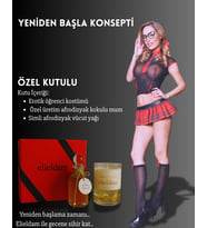 Hediye Konsept Kutusu " Fantezi Sütyen Tanga Çorap Takım + Afrodizyaklı Mum ve Yağ" Set (Siyah)