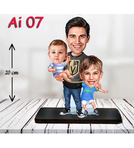 Kişiye Özel Ahşap Biblo - Aile Karikatür Biblo - 3 Kişilik Aile Biblo 4
