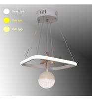 TT037-BY TT Aydınlatma Kare Model Mat Beyaz Tek Toplu 3 Renk Modüllü Ledli Avize