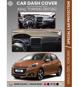 PEUGEOT 208 (2012-2019) Torpido Örtüsü Ön Göğüs Koruma Torpido Koruma Birebir Uyum Kaymaz Özel Kesim