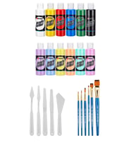 Akrilik Boya Seti 70 Cc 6 Ana Renk 6 Pastel Renk Plastik Spatula Seti Akrilik Set
