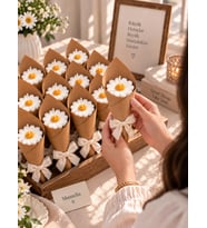 Mumelia Papatya Buket - Doğal Soya Hediyelik Mum - Beyaz - 15 Adet