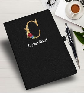 Kişiye Özel harf Tasarımlı  İsme Özel Defter ve Kalem