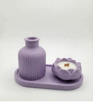 vazo - mum set  kokulu mum ev dekorasyonu  romantik hediye (Mor)