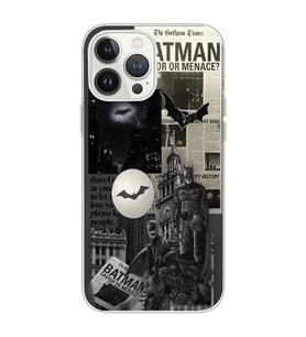 Iphone 15 Pro Uyumlu Batman Kolaj Tasarımlı Şeffaf Telefon Kılıfı
