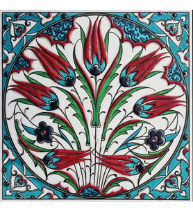 Armada Çini 20x20 Cm ED 323 Turkuaz Rumi Lalezar Eldekoru Çini karo