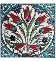 Armada Çini 20x20 Cm ED 323 Turkuaz Rumi Lalezar Eldekoru Çini karo