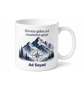Erkeğe Hediye İsimli Dağcılık Temalı Baskılı Kupa Bardak Özel Tasarım