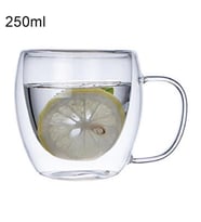 250 ML Çift Cidarlı Cam Çay Kahve Süt Kupa Bardak Borosilikat Cam Şarap 
