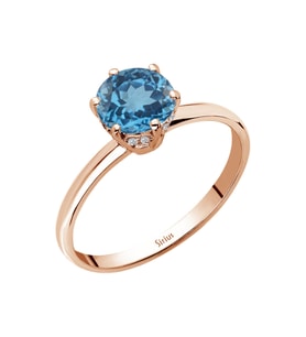 Sirius  Pırlanta ve London Blue Topaz Taşlı Rosetta Yüzük 0702R0040