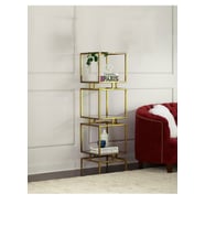Olope Gold Metal 3 Raflı Kitaplık Çiçeklik Gümüşlük Duvar Rafı
