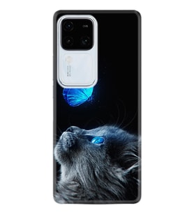Vivo V30 Kılıf Desenli Silikon Platinium Series Butterfly Cat 1891