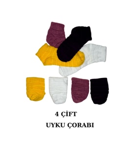 4 Çift Peluş Uyku Çorabı Seti ( Ekstra Yumuşak Termal ve Rahatlatıcı Etkili)