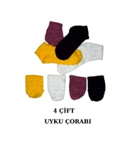 4 Çift Peluş Uyku Çorabı Seti ( Ekstra Yumuşak Termal ve Rahatlatıcı Etkili)