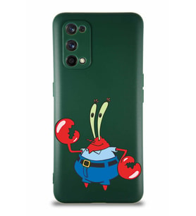 Realme 7 Pro Soft Premier Kapak Bay Yengeç Tasarımlı Silikon Kılıf - Yeşil (Şeffaf)